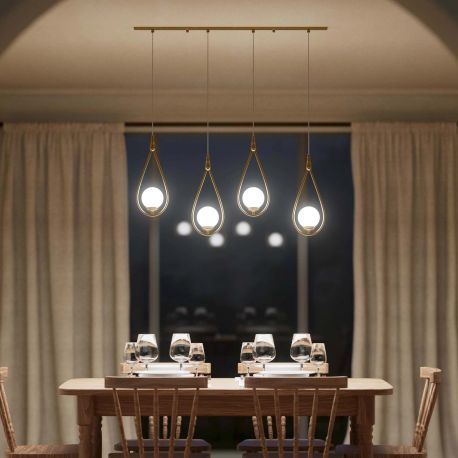 Pendule, Lustre suspendate - Lustra din alama cu 4 pendule in forma de lacrima Iside