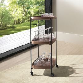 Masute Living - Gheridon, Mini Bar cu roti pentru bauturi si sticle Walnut