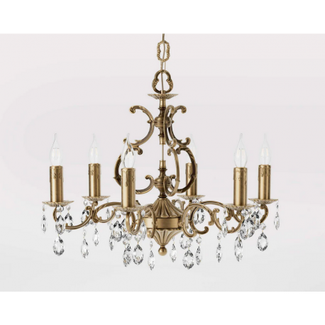 Candelabre, Lustre - Candelabru 6 brate din alama si cristal Venezia
