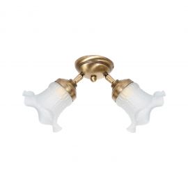 Lustre aplicate - Plafoniera, Lustra tavan din alama 2 Floral Glass Bell