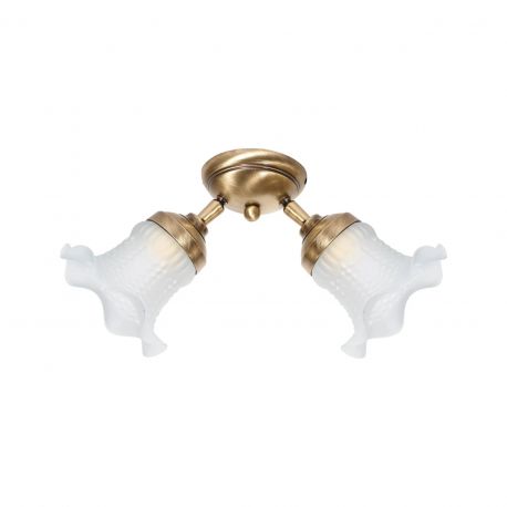 Lustre aplicate - Plafoniera, Lustra tavan din alama 2 Floral Glass Bell