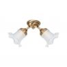 Plafoniera, Lustra tavan din alama 2 Floral Glass Bell