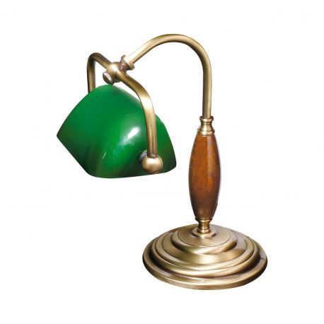 Lampi birou - Lampa de birou din alama si lemn Banker Petite