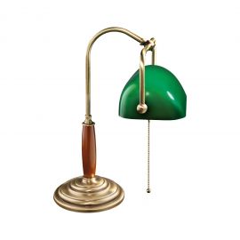 Lampa de birou din alama si lemn Banker Heritage