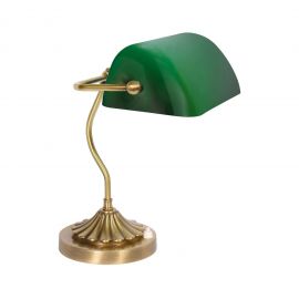 Lampa de birou din alama si sticla verde Banker