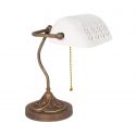 Lampa de birou din alama si ceramica alba Banker