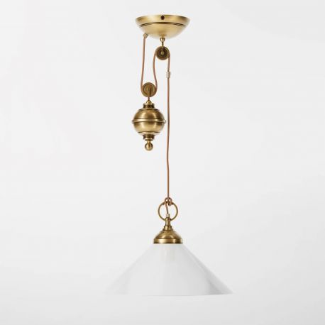 Pendule, Lustre suspendate - Lustra stil clasic italian din alama cu scripete Fiordo
