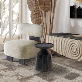 Masute Living - Masuta laterala rotunda din MDF Mina negru