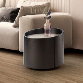 Noptiere - Noptiera rotunda cu sertar Iza stejar inchis