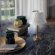 Veioze - Veioza, Lampa de masa cu abajur elegant Ivory Striped