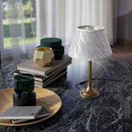 Veioze - Veioza, Lampa de masa cu abajur elegant Ivory Striped