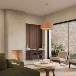 Pendule, Lustre suspendate - Lustra suspendata cu textura granulata Davo 50cm, rosu caramiziu