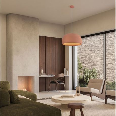 Pendule, Lustre suspendate - Lustra suspendata cu textura granulata Davo 50cm, rosu caramiziu