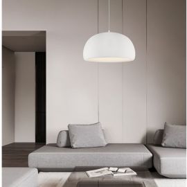 Pendule, Lustre suspendate - Lustra suspendata cu textura granulata Davo 50cm, alb piatra