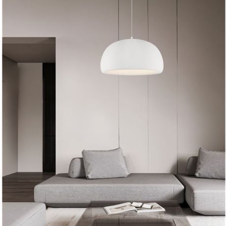 Pendule, Lustre suspendate - Lustra suspendata cu textura granulata Davo 50cm, alb piatra