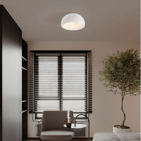 Lustre aplicate - Lustra aplicata tavan cu textura granulata Davo 50cm, alb piatra