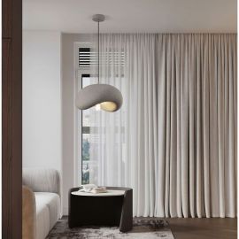 Pendule, Lustre suspendate - Lustra suspendata cu textura granulata Bambel gri piatra