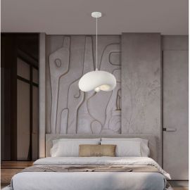 Pendule, Lustre suspendate - Lustra suspendata cu textura granulata Bambel alb piatra