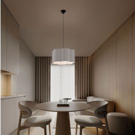 Pendule, Lustre suspendate - Lustra suspendata cu abajur textil gri BLOOSY