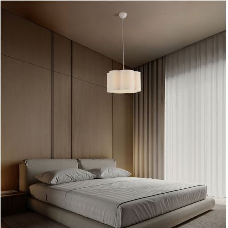 Pendule, Lustre suspendate - Lustra suspendata cu abajur textil bej BLOOSY