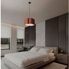 Pendule, Lustre suspendate - Lustra suspendata cu abajur textil rosu maroniu BLOOSY