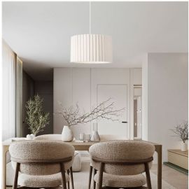 Pendule, Lustre suspendate - Lustra suspendata cu abajur din in alb Nos