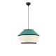 Pendule, Lustre suspendate - Lustra cu abajur stratifiat catifea Teal cu hartie naturala VELISS