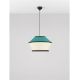 Pendule, Lustre suspendate - Lustra cu abajur stratifiat catifea Teal cu hartie naturala VELISS