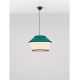 Pendule, Lustre suspendate - Lustra cu abajur stratifiat catifea Teal cu hartie naturala VELISS