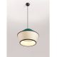 Pendule, Lustre suspendate - Lustra cu abajur stratifiat catifea Teal cu hartie naturala VELISS