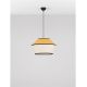 Pendule, Lustre suspendate - Lustra cu abajur stratifiat catifea Mustard cu hartie naturala VELISS