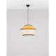 Pendule, Lustre suspendate - Lustra cu abajur stratifiat catifea Mustard cu hartie naturala VELISS