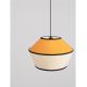 Pendule, Lustre suspendate - Lustra cu abajur stratifiat catifea Mustard cu hartie naturala VELISS