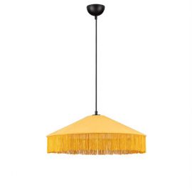 Pendule, Lustre suspendate - Lustra cu abajur din catifea si franjuri galben mustar VELVY