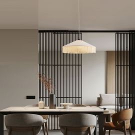 Pendule, Lustre suspendate - Lustra cu abajur din catifea si franjuri bej VELVY