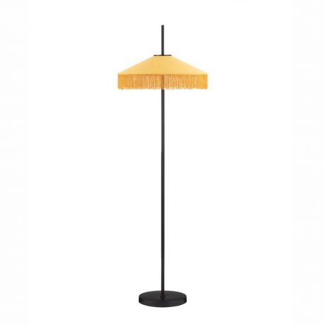 Lampadare - Lampadar cu abajur din catifea si franjuri galben mustar VELVY