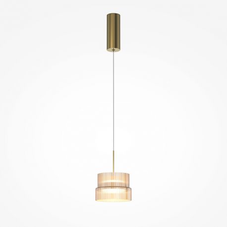 Pendule, Lustre suspendate - Lustra, Pendul LED cu sticla canelata Scala bronz