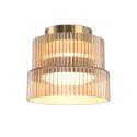 Mini Plafoniera LED cu sticla canelata Scala bronz