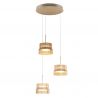 Lustra cu 3 pendule LED cu sticla canelata Scala bronz