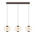 Lustra cu 3 pendule LED metal maro, sticla Nuvem