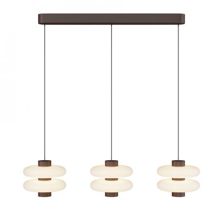 Pendule, Lustre suspendate - Lustra cu 3 pendule LED metal maro, sticla Nuvem
