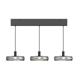 Pendule, Lustre suspendate - Lustra cu 3 pendule LED Float sticla fumurie