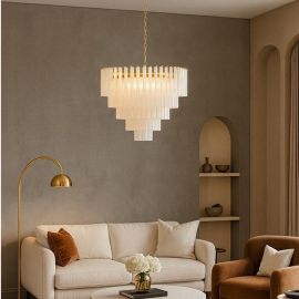 Pendule, Lustre suspendate - Lustra suspendata metal auriu, sticla alba GORDON 80