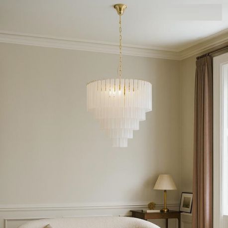 Pendule, Lustre suspendate - Lustra suspendata metal auriu, sticla alba GORDON 60