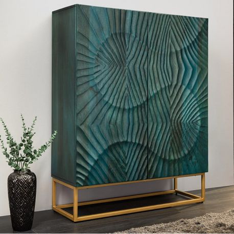 Dulapuri - Dulap din lemn de mango Scorpion 120cm, turcoaz