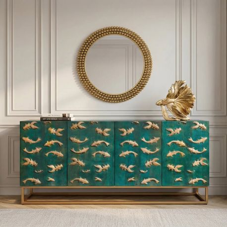 Comode - Comoda design maritim cu forme pesti 3D GOLDEN LAGOON 180cm