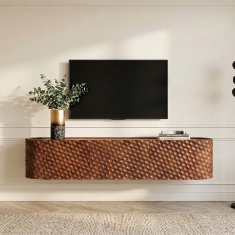 Comode - Comoda TV suspendata cu model 3D tip fagure ADLON 160cm