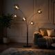 Lampadare - Lampa de podea moderna cu 5 globuri sticla fumurie LIQUID DIAMOND