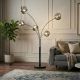 Lampa de podea moderna cu 5 globuri sticla fumurie LIQUID DIAMOND