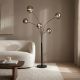 Lampadare - Lampa de podea moderna cu 5 globuri sticla fumurie LIQUID DIAMOND